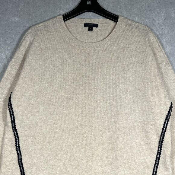 J. Crew Sweater Womens X-Large Beige 100% Wool Rhinestone Pullover Long Sleeve - Picture 2 of 8
